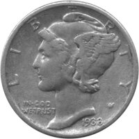 USA 10 Cent 1938 - Mercury Dime - Silber