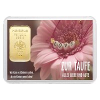 Geschenkbarren "Zur Taufe - Blume" 10 Gramm Gold