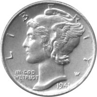 USA 10 Cent 1941 - Mercury Dime - Silber