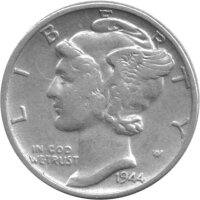 USA 10 Cent 1944 - Mercury Dime - Silber