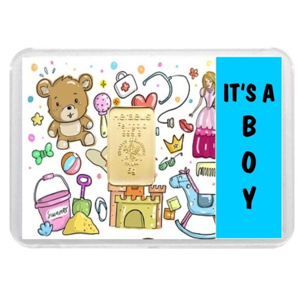 Geschenkbarren "Zur Geburt - Its a Boy" 5 Gramm Gold