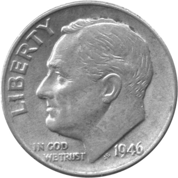 USA 10 Cent 1946 - Roosevelt Dime - Silber Philadelphia "o.Mzz." ss