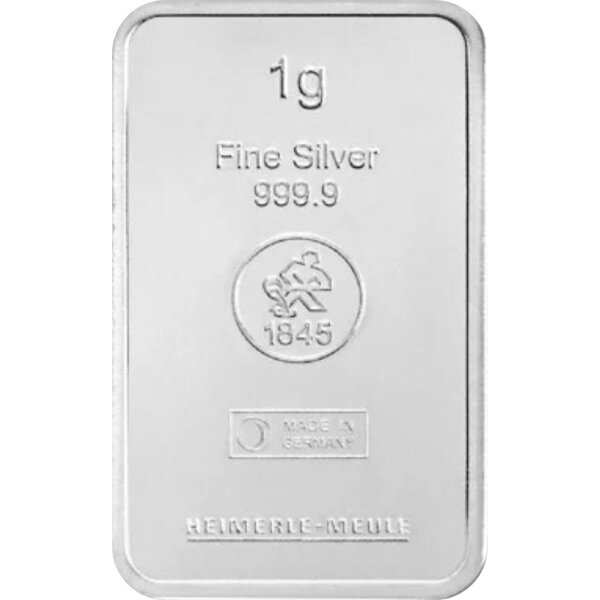 1 Gramm Silberbarren Heimerle und Meule LOSE | Neuware