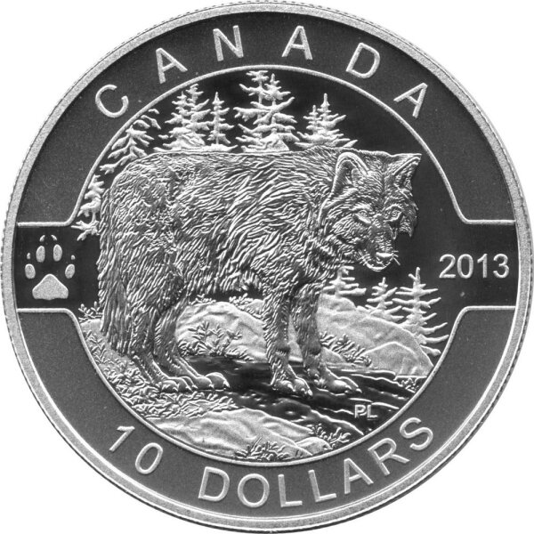 Kanada 10 Dollars 2013 - Oh Kanada "Wolf" - Silber PP