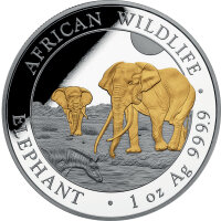 Somalia Elefant 2026 1 oz Silber - Teilvergoldet