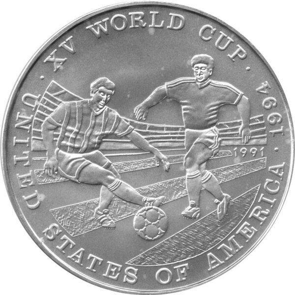 Afghanistan 500 Afghani 1991 - XV. Fußball WM 1994 in den USA "Zweikampf" - Silber