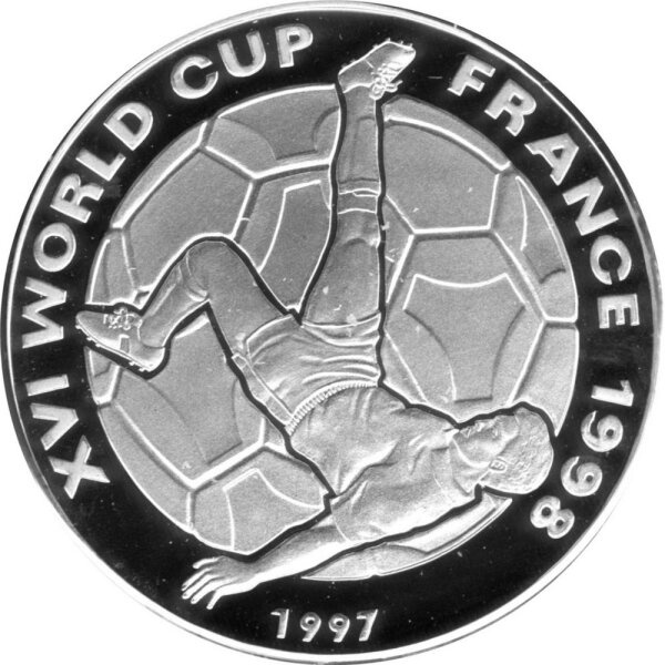 Afghanistan 500 Afghani 1997 - XVI. Fußball WM 1998 in Frankreich "Fallrückzieher" - Silber PP