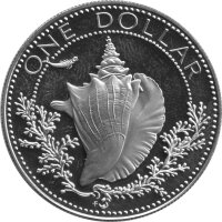 Bahamas 1 Dollar 1975 - Fechterschnecke - Silber PP