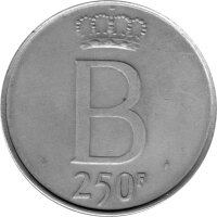 Belgien 250 Francs 1976 - König Baudouin I. - 25. Regierungsjubiläum - Silber
