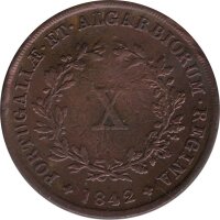 Portugal 10 Reis 1842 - Maria II. - Kupfer