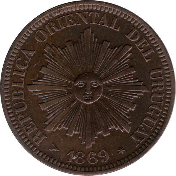 Uruguay 4 Centesimos 1869 - Bronze