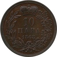 Serbien 10 Para 1868 - Fürst Michael III. - Kupfer
