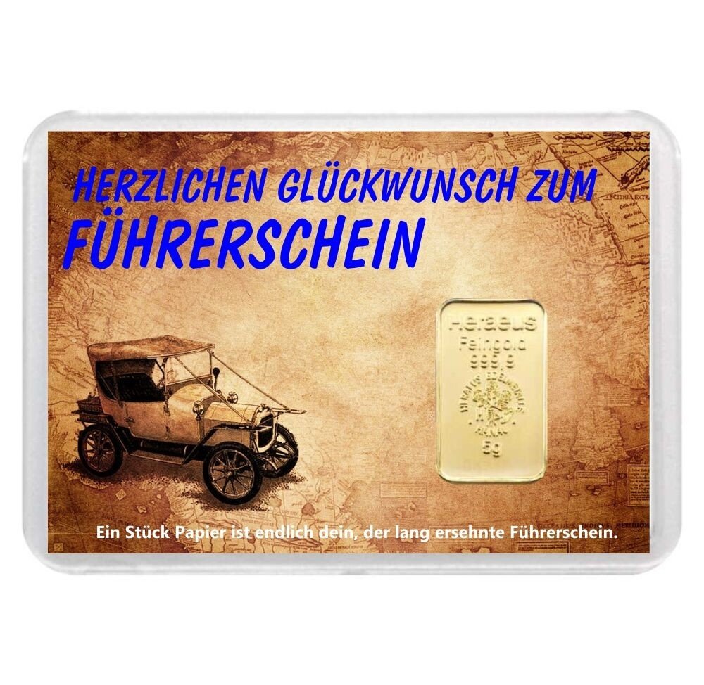 Geschenkbarren "Führerschein" 5 Gramm Gold