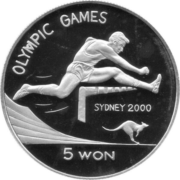 Nordkorea 5 Won 2001 - XXVII. Olympische Sommerspiele 2000 in Sydney "Hürdenlauf" - Silber PP