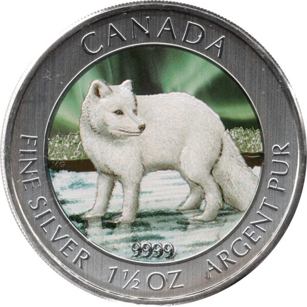 Kanada Polarfuchs 2014 1,5 oz Silber coloriert