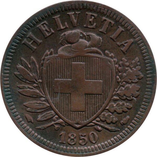Schweiz 2 Rappen 1850 - Kursmünze - Bronze