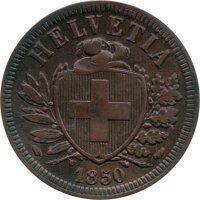 Schweiz 2 Rappen 1850 - Kursmünze - Bronze