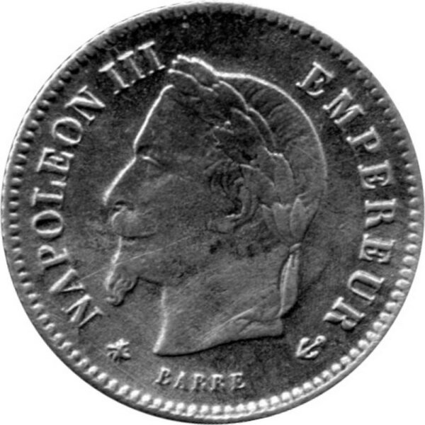 Frankreich 20 Centime 1867 A - Napoleon III. - Silber