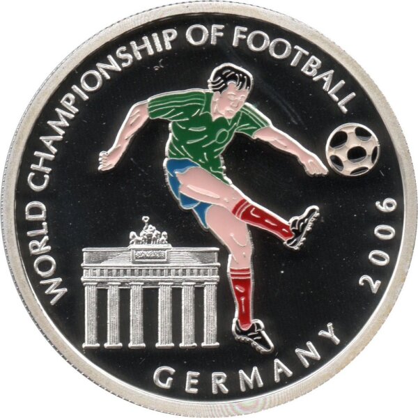 Somalia 100 Shillings 2001 - XVIII. Fußball WM 2006 in Deutschland - Silber PP teilcoloriert