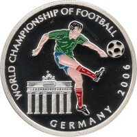 Somalia 100 Shillings 2001 - XVIII. Fußball WM 2006 in Deutschland - Silber PP teilcoloriert