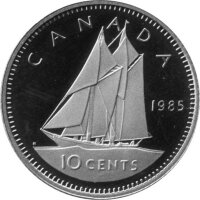 Kanada 10 Cents Typ 1969-1989 - "Segelschiff"...
