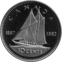 Kanada 10 Cents Typ 1992  - "Segelschiff" -...