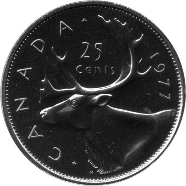 Kanada 25 Cents Typ 1968-1978 - "Karibu" - Nickel