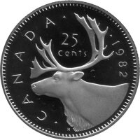 Kanada 25 Cents Typ 1979-1989 - "Karibu" -...