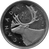 Kanada 25 Cents Typ 1990-2001 - "Karibu" -...