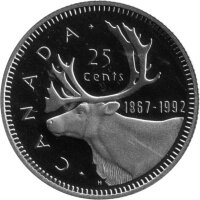 Kanada 25 Cents Typ 1992 - "Karibu" - Nickel PP