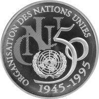 Frankreich 5 Francs 1995 - 50 Jahre Vereinte Nationen -...