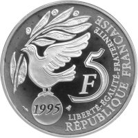 Frankreich 5 Francs 1995 - 50 Jahre Vereinte Nationen - Silber PP