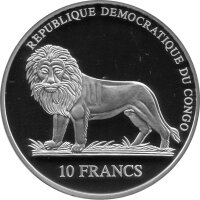 Kongo 10 Francs 2006 - XVIII. Fußball WM 2006 in Deutschland "Drei Spieler" - Silber PP