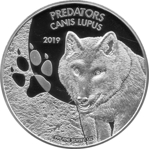 Kongo 20 Francs 2019 - Raubtiere "Wolf" - Silber PP