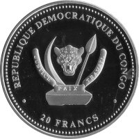 Kongo 20 Francs 2019 - Raubtiere "Wolf" - Silber PP
