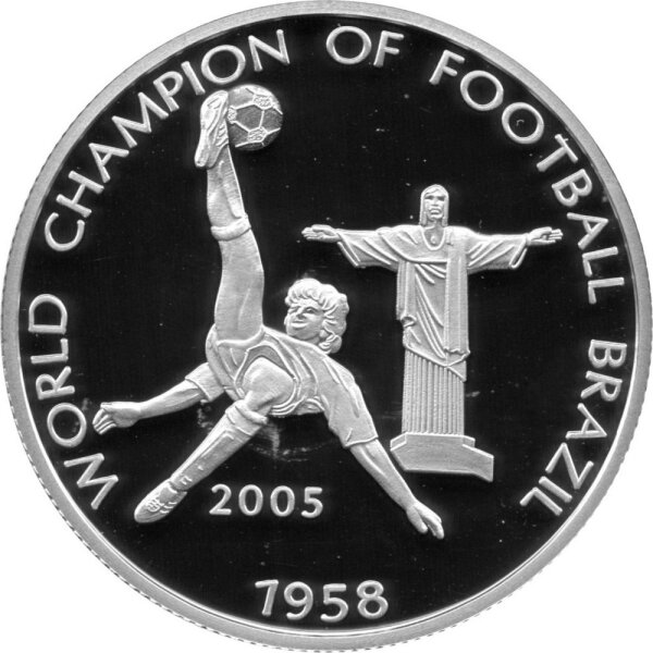 Nördliche Marianen 5 Dollars 2005 - Brasilien Fußballweltmeister 1958 - Silber PP