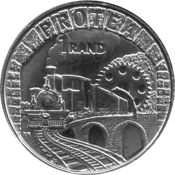 Südafrika 1 Rand 1995 - 100 Jahre Eisenbahn Pretoria-Deladoa Bay - Silber