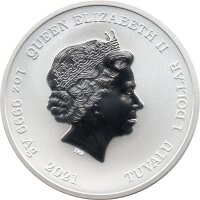 Tuvalu 1 Dollar 2021 - James Bond "007" - 1 oz Silber PP teilcoloriert