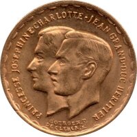 Luxemburg 20 Francs 1953 - Heirat von Prinz Jean und Prinzessin Josephine Carlotte - Gold