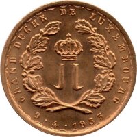 Luxemburg 20 Francs 1953 - Heirat von Prinz Jean und Prinzessin Josephine Carlotte - Gold