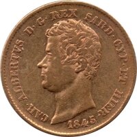 Sardinien 20 Lire 1845 P - König Carlo Alberto - Gold