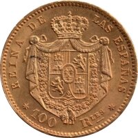 Spanien 100 Reales 1863 - Königin Isabella II. - Gold