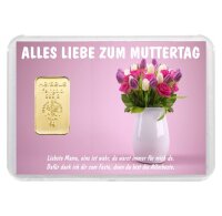 Geschenkbarren "Muttertag - Vase" 5 Gramm Gold