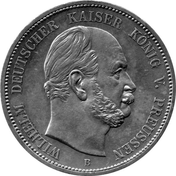 J.097 Preußen 5 Mark 1876 -B- Kaiser Wilhelm I. - Silber vz