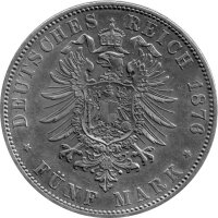 J.062 Hamburg 5 Mark 1876 -J- Stadtwappen - Silber vz