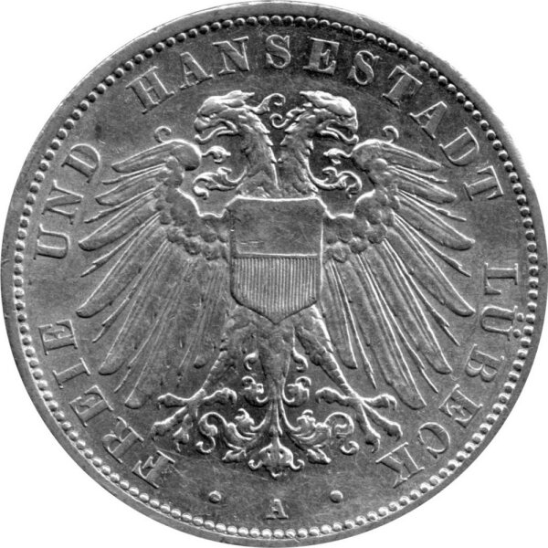 J.082 Lübeck 3 Mark 1914 -A- Stadtwappen - Silber vz