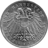J.082 Lübeck 3 Mark 1914 -A- Stadtwappen - Silber vz