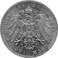 J.079 Lippe-Detmold 3 Mark 1913 -A- Fürst Leopold IV. - Silber