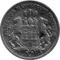 J.063 Hamburg 2 Mark 1892 -J- Stadtwappen - Silber s-ss