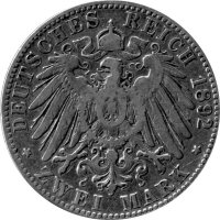 J.063 Hamburg 2 Mark 1892 -J- Stadtwappen - Silber s-ss